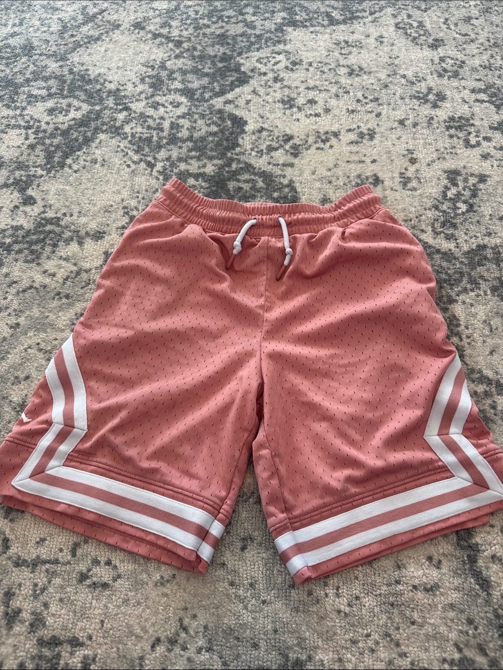 Jordan Athletic Basketball Shorts Coral with White Stripe Trim